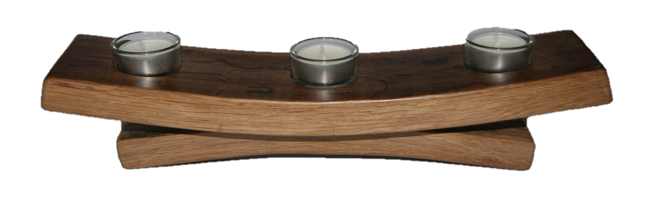 Tischleuchter, 3-flammig  (Fassdaubenteil)
