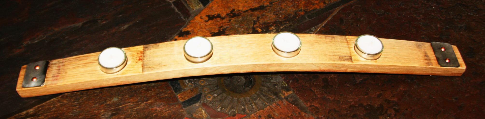 Tischleuchter 4-flammig / Adventskranz (Fassdaubenteil)